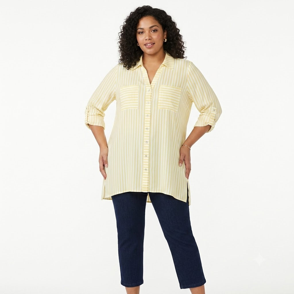 Ruby Rd Blusa a rayas de sol multicolor X
