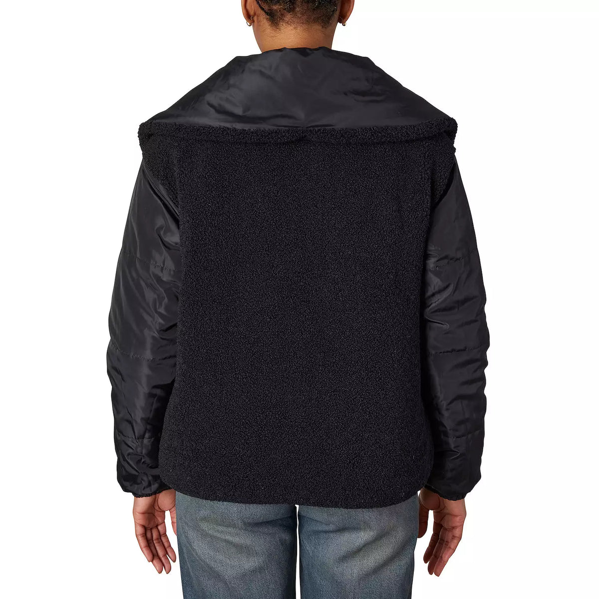 Piel sintética de memoria, buclé reversible, negro