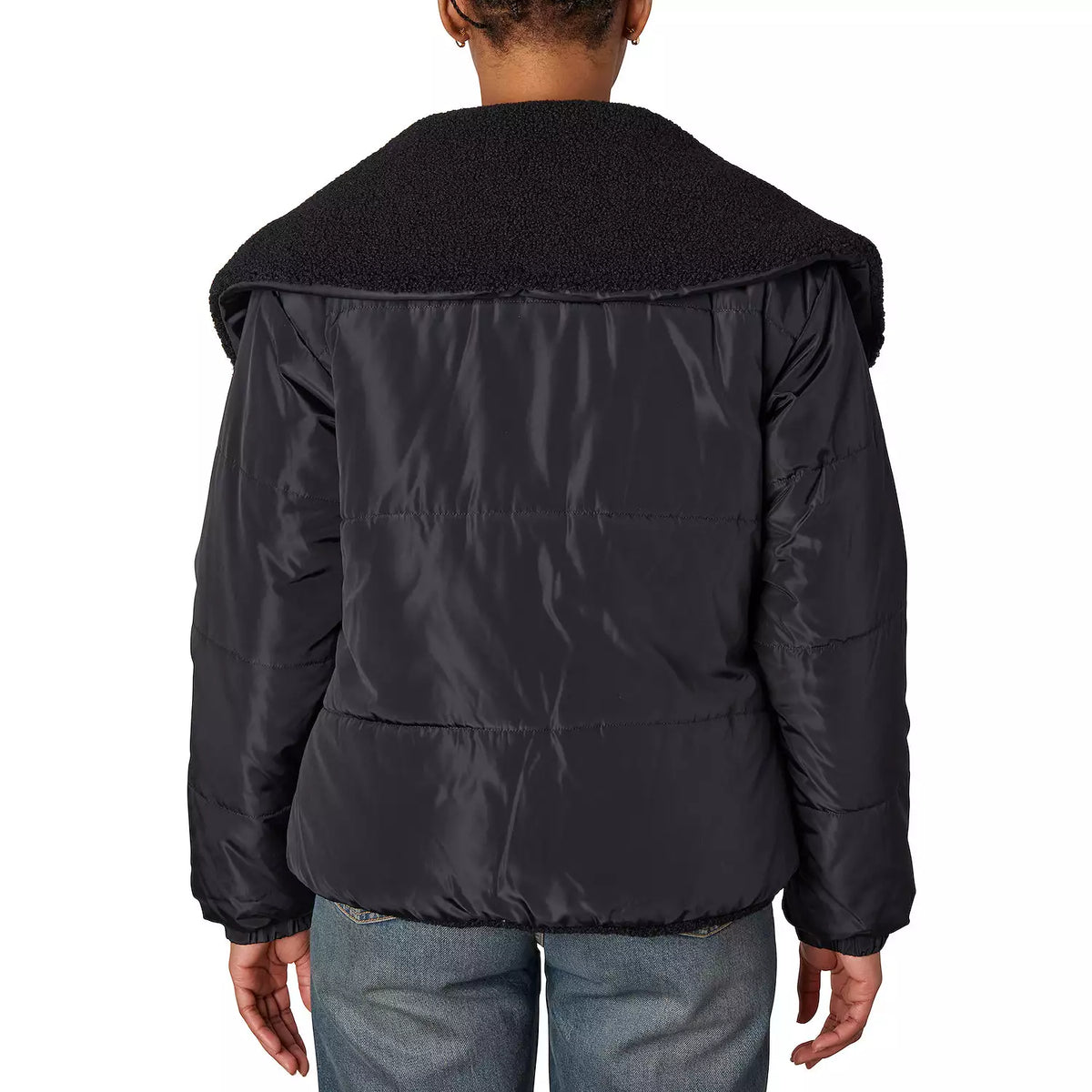 Piel sintética de memoria, buclé reversible, negro