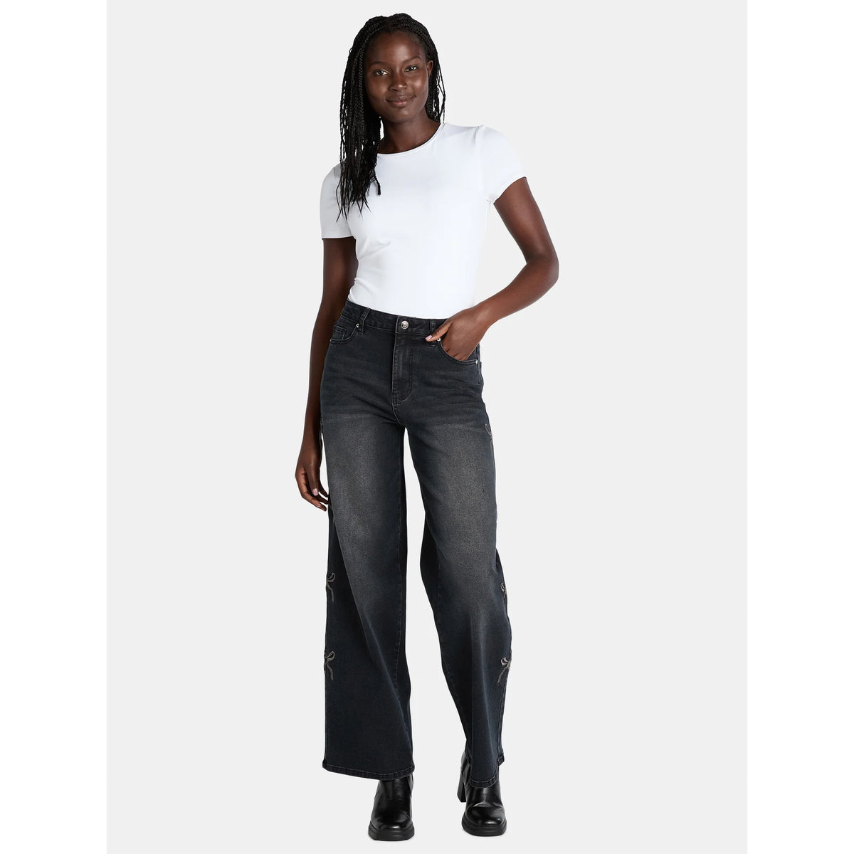 Pant Bow Embroidery Ultra White/Black