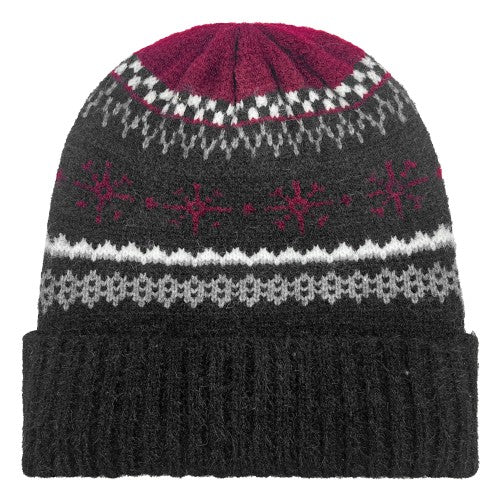 LADIES SNOWFLAKE CUFF HAT BLACK