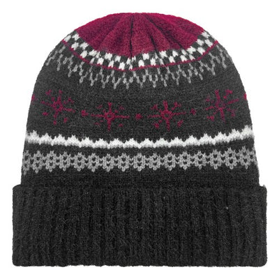 LADIES SNOWFLAKE CUFF HAT BLACK