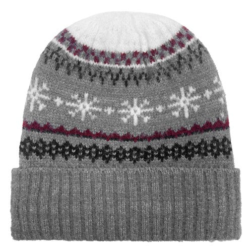 GORRO DE PUÑO CON COPO DE NIEVE PARA MUJER GRIS