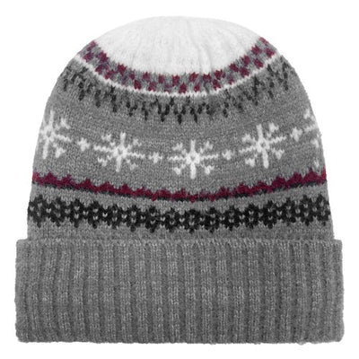 LADIES SNOWFLAKE CUFF HAT GREY