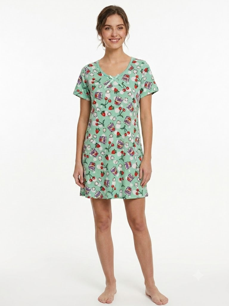 Camisón de mujer con cuello de pico VERDE