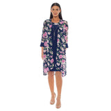 Puff Printed Long Jacket Dress Navy Multi - Marine