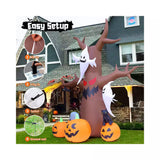 Árbol inflable de Halloween de 3,6 m con fantasma y calabazas alrededor