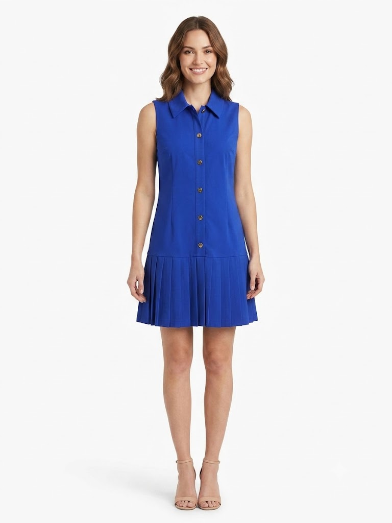Vestido con Volantes Azul Vibrante