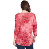 Tie Dye Scroll Floral Hatchi Top Sangria - Ruby Rd