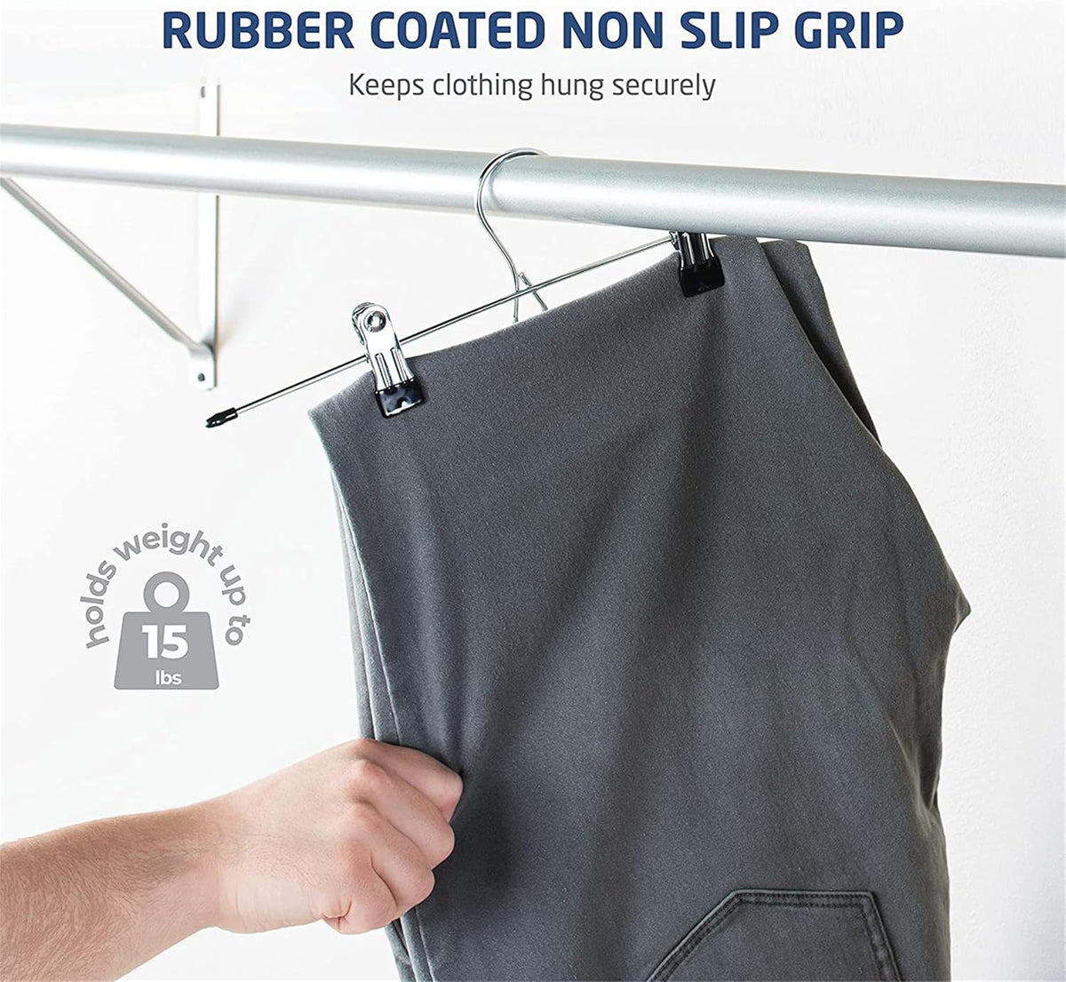Juego de 6 perchas de gel para pantalones y faldas, negro/cromado
