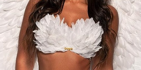 Conjunto de dos piezas de plumas blanco