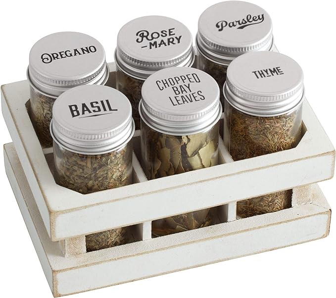 Good Italian Spice Box, 6 Jars, White