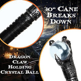 Bastón con garras de dragón y bola de cristal