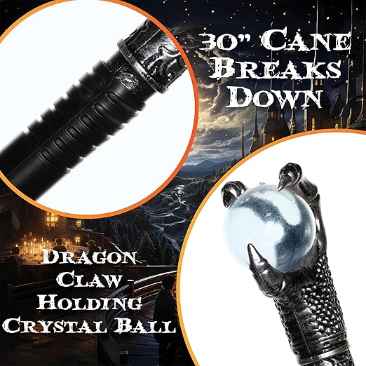 Bastón con garras de dragón y bola de cristal