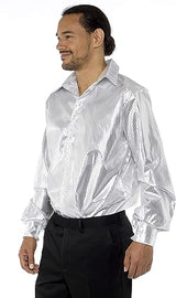 Camisa Disco Plateada Años 70