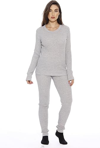 Conjunto térmico de 2 piezas para mujer, color gris