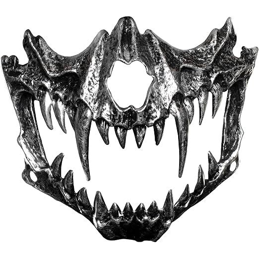 Máscara de calavera plateada de medio vampiro