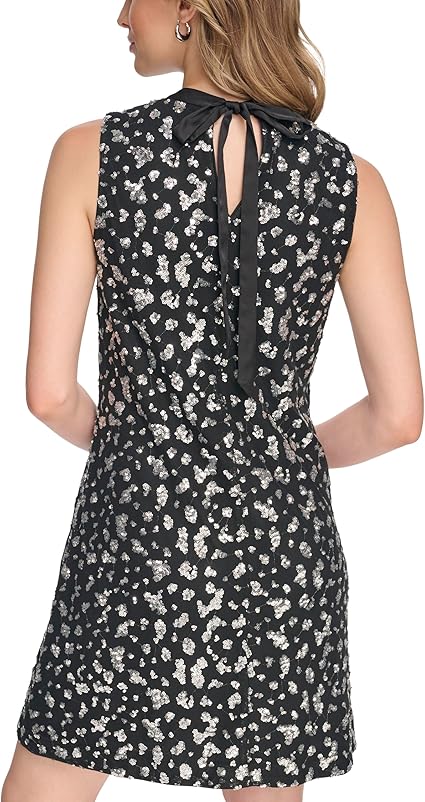 Vestido de malla con lentejuelas negro/plateado - Kensie