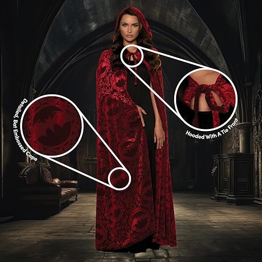 Capa con Capucha de Vampiro Roja