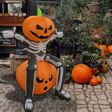 5FT Tall Skull Skeleton Pumpkin Head