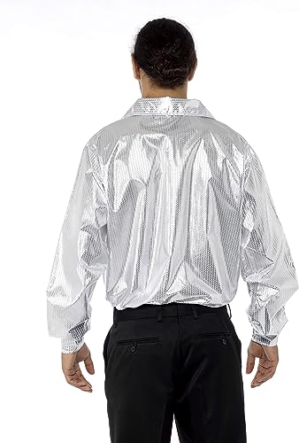 Camisa Disco Plateada Años 70