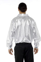 Camisa Disco Plateada Años 70