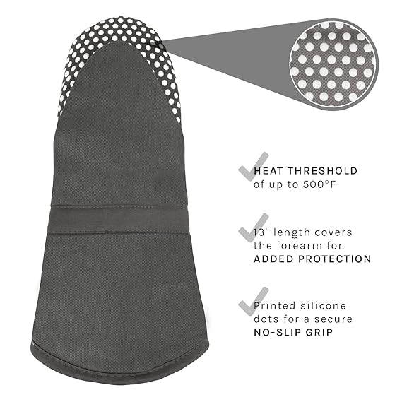 Manopla de horno con puntos de silicona Grafito 33 cm