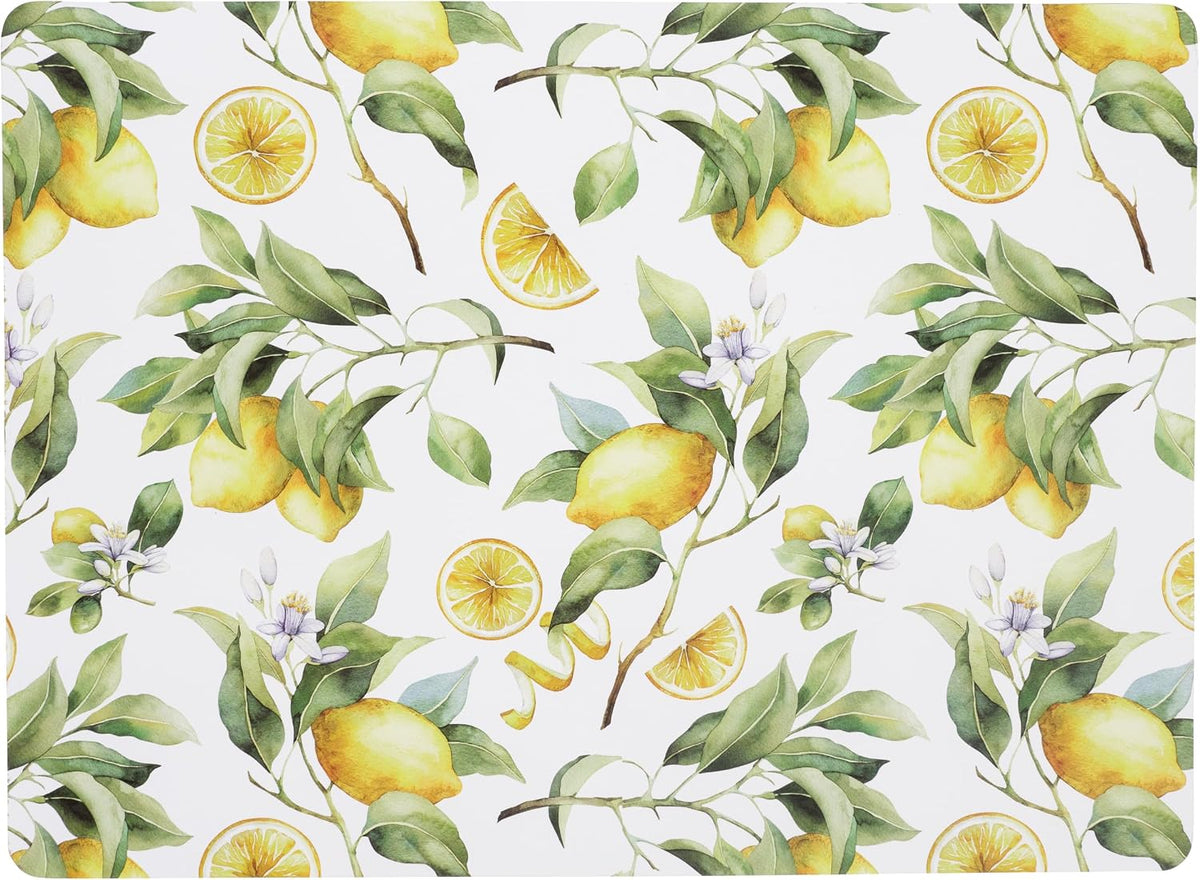 Limones en acuarela – Manteles individuales de corcho y fibra de madera – Juego de 4
