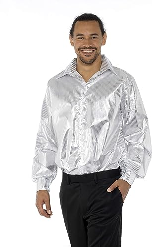 Camisa Disco Plateada Años 70