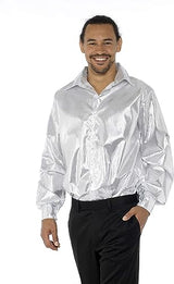 Camisa Disco Plateada Años 70