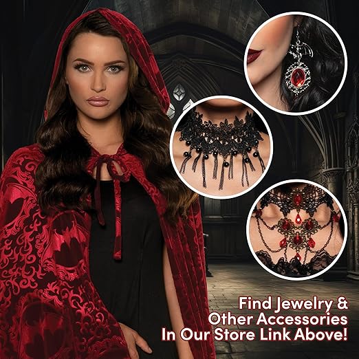 Capa con Capucha de Vampiro Roja