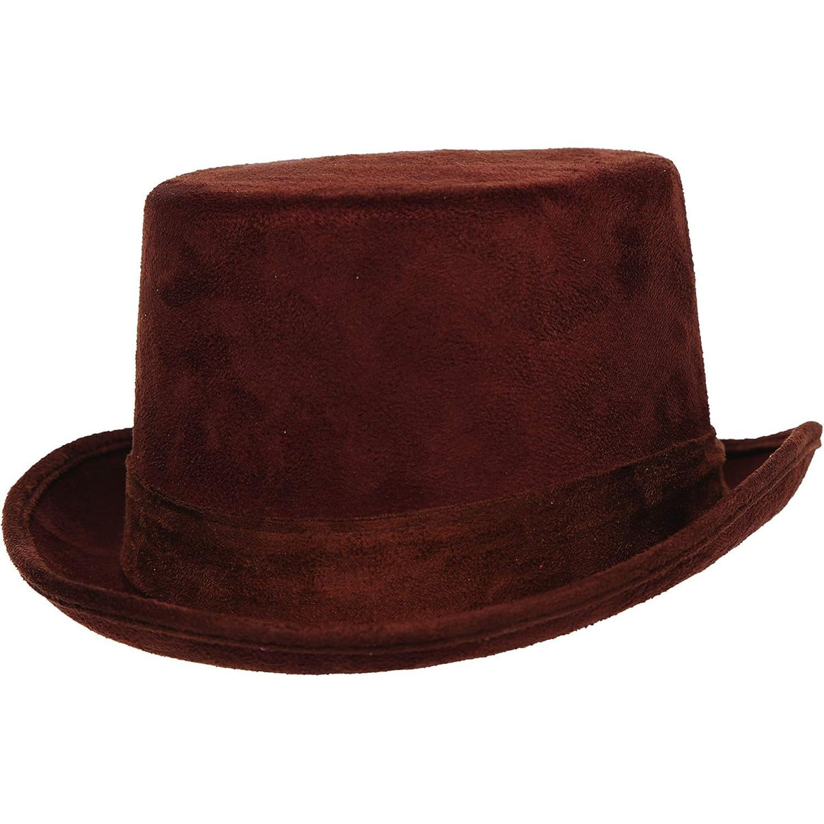 Sombrero de copa de imitación de ante marrón