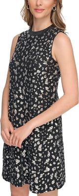Vestido de malla con lentejuelas negro/plateado - Kensie