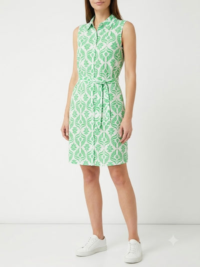Vestido estampado lino sintético blanco-verde - Noventa
