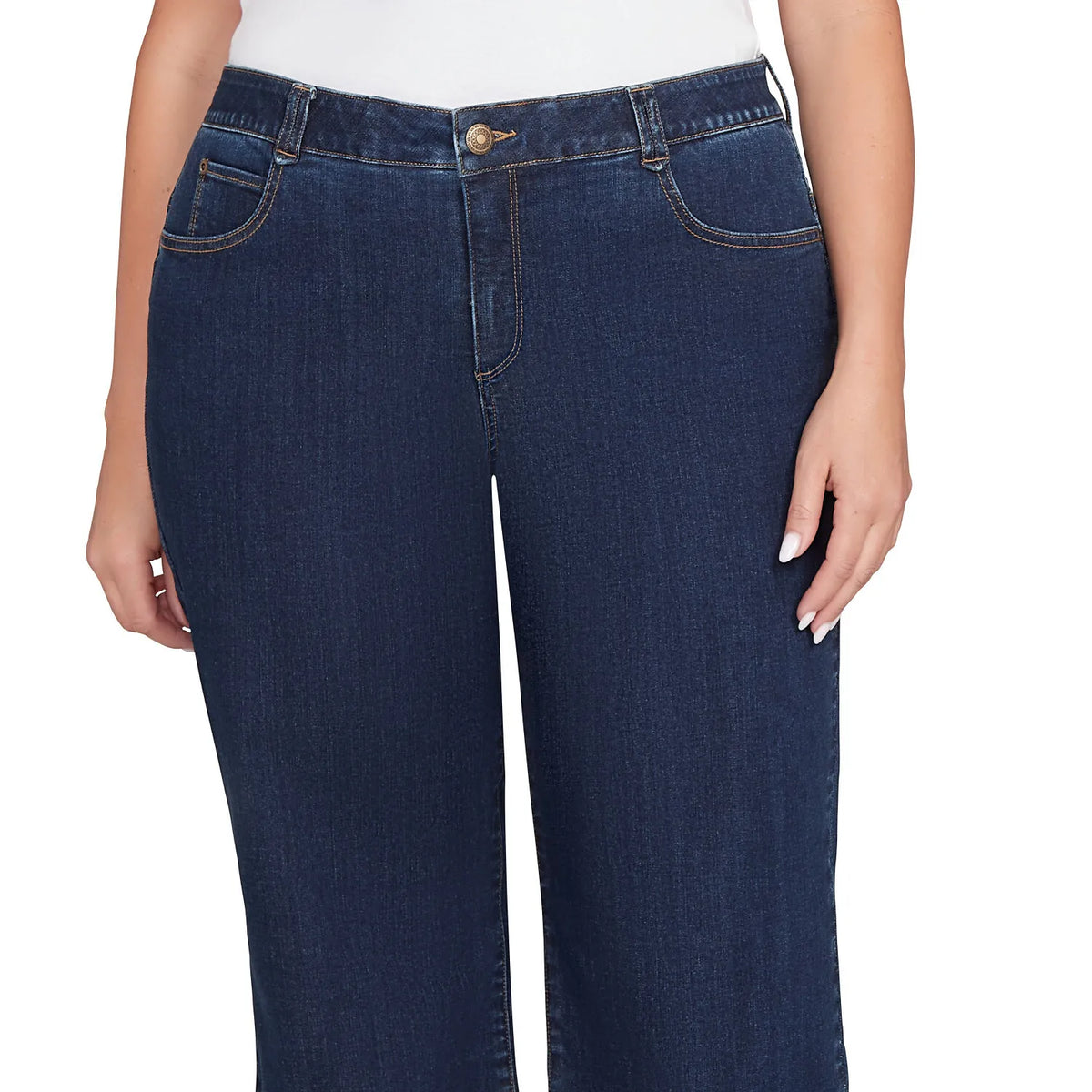 Pantalones Anchos de Mezclilla Tipo Estrecho Tallas Grandes Añil Oscuro - Ruby Rd