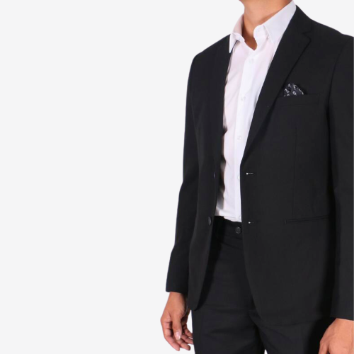 Solid Black Suit Jacket - Estivaneli