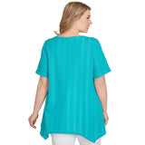 Camiseta de punto arrugado de talla grande, color turquesa - Ruby Rd