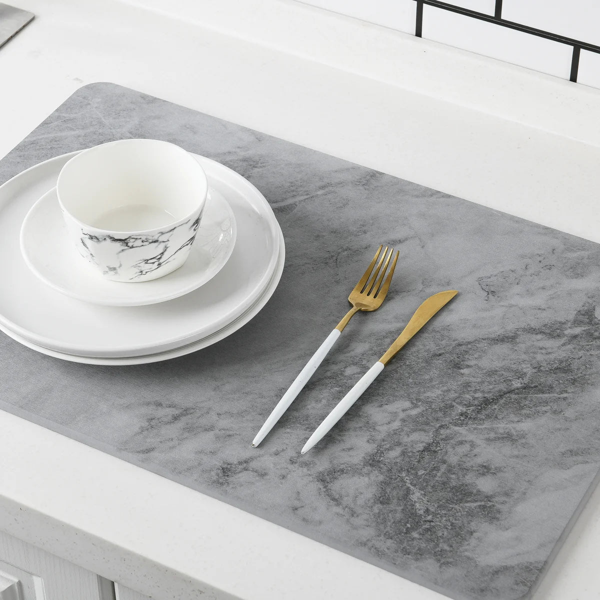 Mármol gris - Alfombrilla de baño de piedra