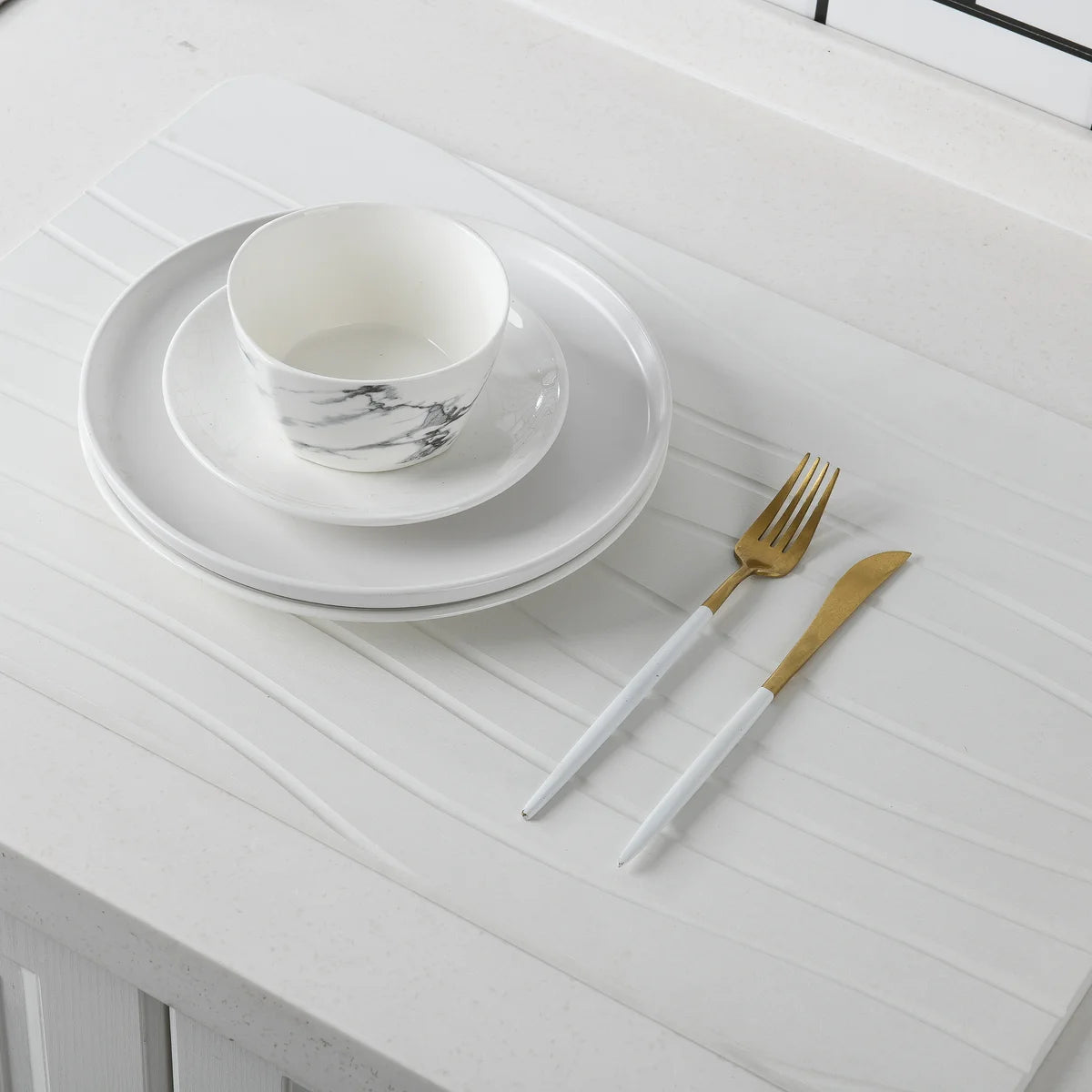 Off White - Alfombrilla de Baño Wave Stone