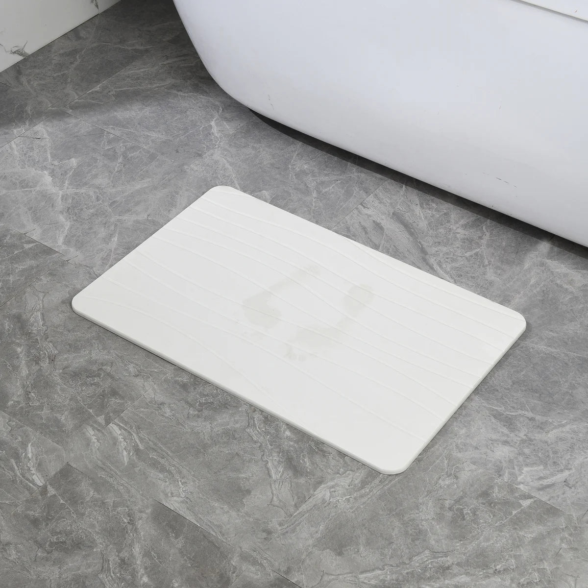 Off White - Alfombrilla de Baño Wave Stone