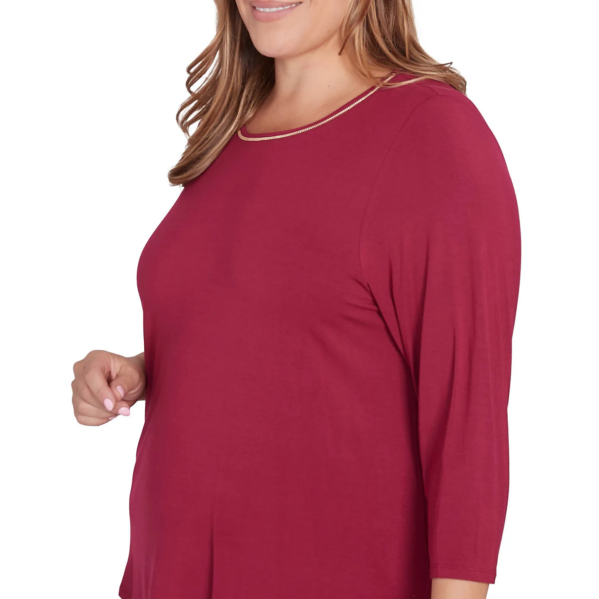 Top de punto liso adornado con cadena Plus Berry - Ruby Rd