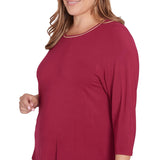 Top de punto liso adornado con cadena Plus Berry - Ruby Rd