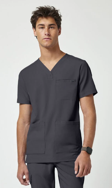Camisa cuello en V para hombre color peltre