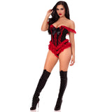 Body con volantes y ballenas, negro-rojo