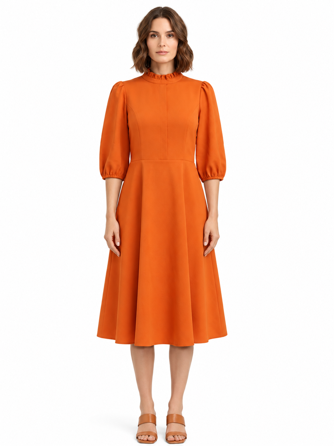Vestido manga larga a rayas terracota - Nanette Lepore