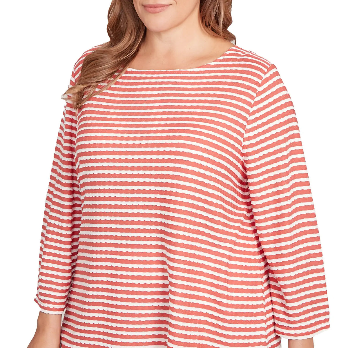 Top Chili Multi a rayas con textura festoneada Plus - Ruby Rd