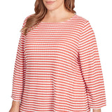 Top Chili Multi a rayas con textura festoneada Plus - Ruby Rd