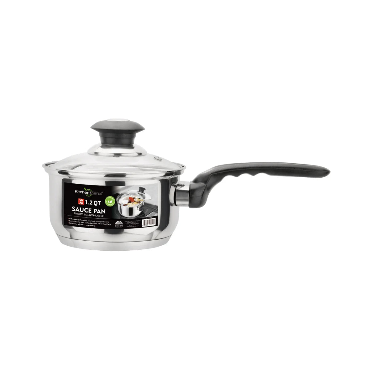 Stainless Steel Sauce Pan W/ Glass Lid-1.2QT