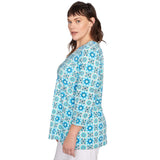 Top estilo corpiño cruzado falso con estampado floral y medallones Plus Lagoon Multi - Ruby Rd