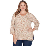 Top Plus de Chevron, Ikat y Paisley Taffy Multi - Ruby Rd